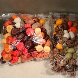 Fall Harvest Mini Pumpkins Pine Cones Acorns Decor‎ Lot Autumn Thanksgiving